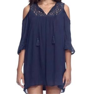 Heatloom Navy Cold Shoulder Boho Dress - Size S